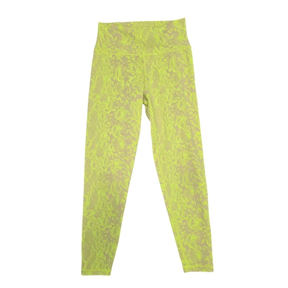 Sweaty Betty Flatter Me Yellow Neon Camel Snake Jacquard 7/8 Leggings‎ Women S - Picture 1 of 12